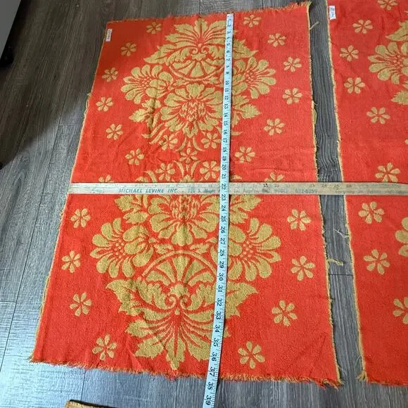 VTG Set of 4 St. Marys orange 100% cotton floral reversible bath hand towels MCM